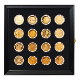 Coin Holder,Challenge Coin Display Cases,11.4X11.4 Wooden Challenge Coin Display Case with Clear Coverfor Collectors Military Challenge Coins Holders,Coin Box for 16 Coin Medal Poker chip Badges.