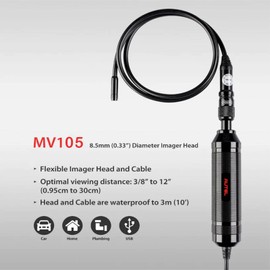 Autel MV105 MaxiVideo Digital Inspection Camera 5.5mm Image Head HD Video Scope with Waterproof Snake Cable Work with PC and MX808 MS906S MS906TS MK906BT MK908P MS908P MS909 MS919 MS Ultra MS Elite