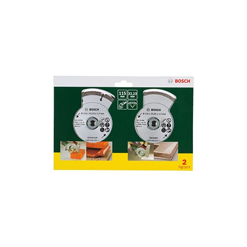 Bosch 2 x 115mm Diamond Discs (1 x Tile, 1