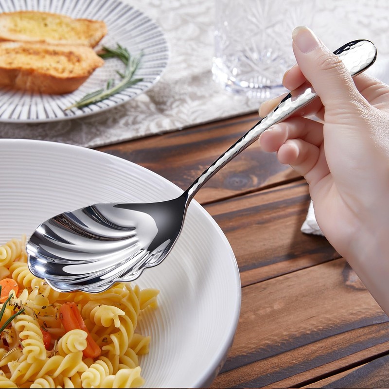KEAWELL Premium 8.5" Hammered Vegetable Spoon – 18/10 Stainless Steel