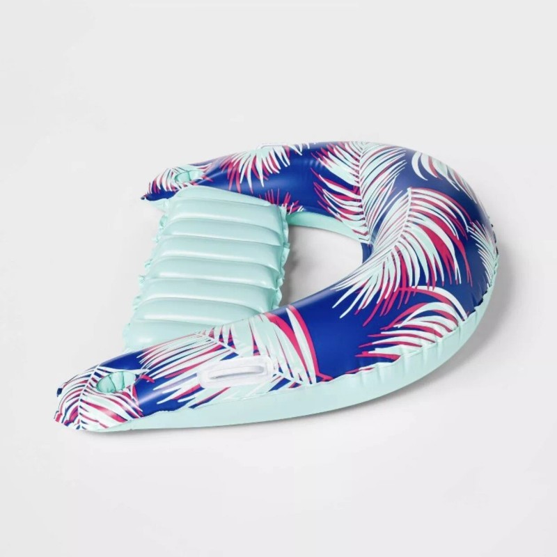Sun Squad Tropical Chill Inflatable Lounge Chair Built-in Cup Holder