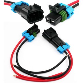 2-Pack (Male to Female Pigtail 12GA) Metri-Pack 2-Pin 30 Amp, 280 Series Connector Multi-Purpose