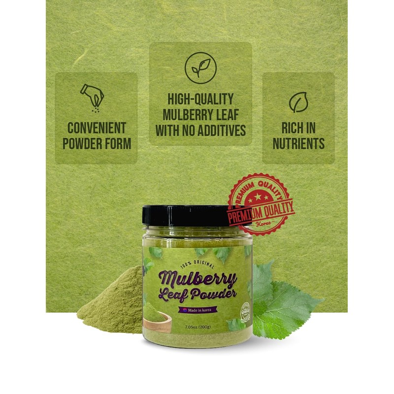 FARMER QUEEN [7.05oz] Korea Pure 100% Dried Mulberry Leaf Powder