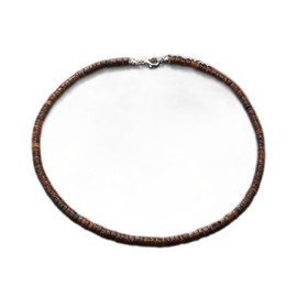 DATOA Puka Shell Necklace for Women Men Summer Surfer Beaded Necklace Coconut Shell Seashell Beads Necklace Beach Jewelry-Brown