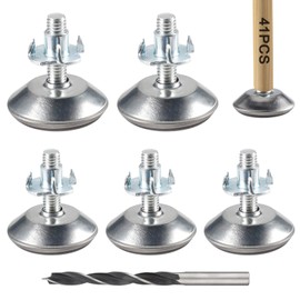 Rybtd 20Pcs Adjustable Leveling Feet Threaded Foot Durable Non-Slip Levelers Glides Foot M8*30 * 40mm with 20 x T-Nuts, 10mm Drill Bit Suitable for Home, Office, DIY, Restaurant, Wooden Furniture