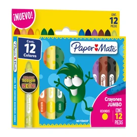 Crayones Jumbo Redondos Paper Mate 12 colores surtidos