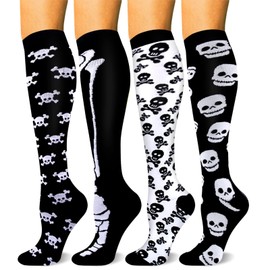 HLTPRO 4 Pairs Copper Compression Socks for Women and Men 20-30mmHg - Circulation Support for Travel, Nurse, Running