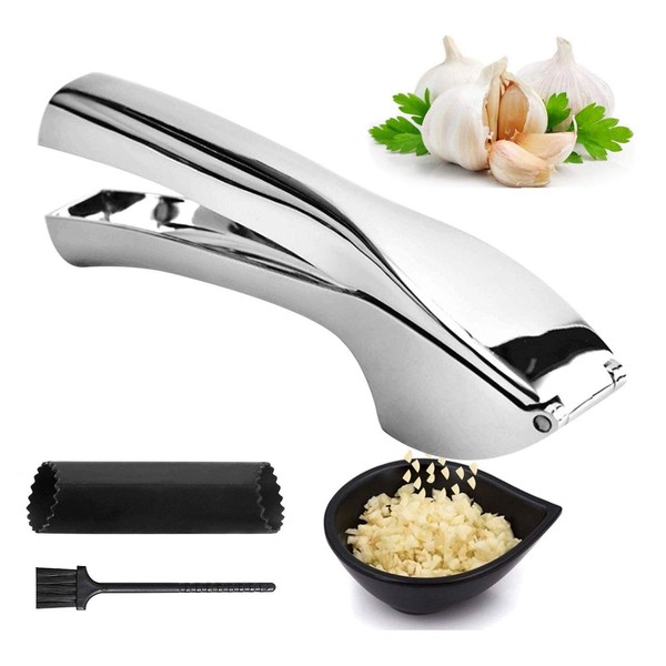 RANJIMA Garlic cutter, stainless steel professional garlic press with easy press handle, garlic crusher extracts more garlic paste, kitchen accessories for home