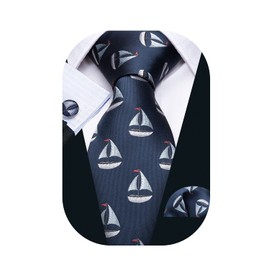 Designer Tie Set Sailboat Woven Silk Necktie for Men