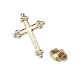 Confirmation Lapel Pin Brooch - Gold Bobble Cross 5505