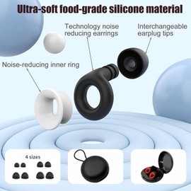 Motorcycle Ear Plugs Wind Noise, Ear Plugs for Sleeping Noise Cancelling, 27db Noise Reduction Reusable Silicone Earplugs, for Sleeping, Concert, Motorcycle, Trave(Black and Red, Medium)