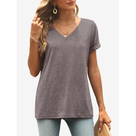 ATHMILE Womens T Shirts for Women Short Sleeve V Neck Basic Tees Fashion Tunic Tops Loose Fit Soft Casual Summer Outfits Clothes 2025