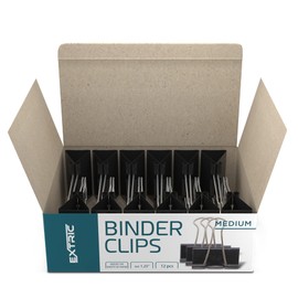 Binder Clips - 48 Medium Binder Clips, 1.25 Inch Black Paper Clamps, File Clip for Home, Office and School Supplies