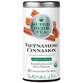 The Republic of Tea — Organic Vietnamese Cinnamon SuperHerb Tea Tin, 36 Herbal Tea Bags, Naturally Caffeine-Free Herbs of Origin