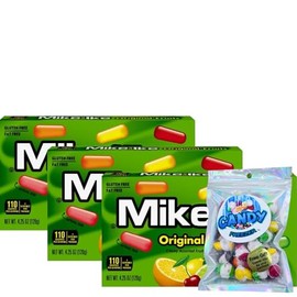 Mike and Ike Chewy Candy – 3 Pack of Movie Theater Boxes (4.25 OZ Each) + Candy Freezer Freeze Dried Skitzz – Perfect for Movie Nights & Sharing (Original Fruits) - Candy