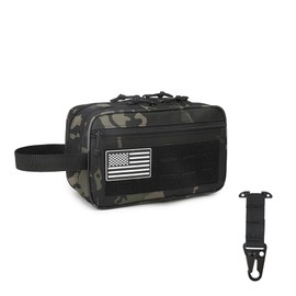 Tactical Toiletry Bag for Men – MOLLE Dopp Kit with Dry/Wet Separation, Large Capacity, Water-Resistant Travel Shaving Bag with U.S Patch & T-Mount MOLLE Clip (BCP)