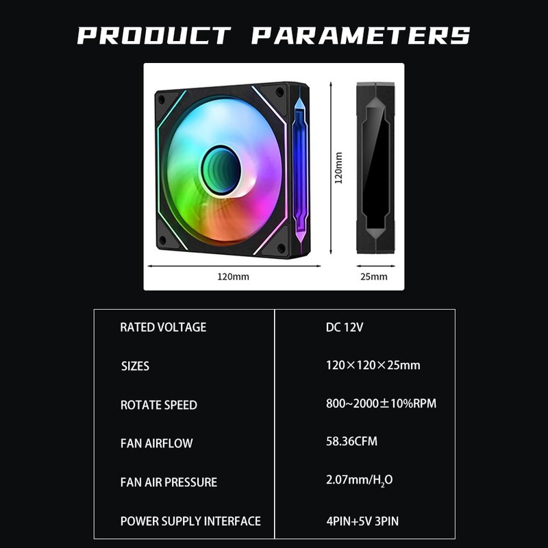 TZMRIT ST-Prism 4 Pro ARGB PC Fan,5V 3PIN ARGB Light