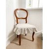 Linen Seat Cover for Dining Chair, Ruffled on 4 Sides,