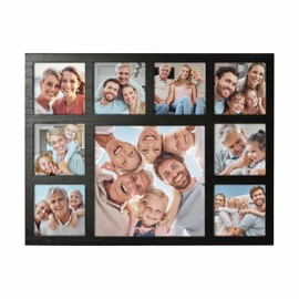 MONT PLEASANT Picture Frame Collage Family Photos Display 4x4 and 8X8-9 Openings Collage Picture Frame for Wall for Tabletop Stand Black Picture Frames Set for Home Decor Family Gifts