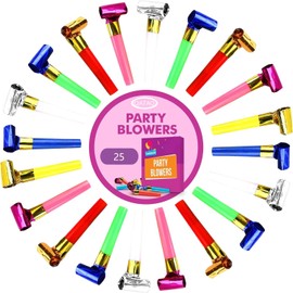 Qatao 25pcs Party Blowers,Colourful Noisemakers Party Blowouts Squawkers Fringed Noise Maker,Birthday Noisemakers Birthday Blow Horns Party Whistles