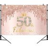 Canessioa 10x8ft Happy 50th Birthday Backdrop, Pink Rose Gold Fabulous
