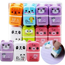 6Pcs Random Cartoon Animal Themed Roller Erasers Cute Pencil Rubber Eraser for School Office Home and Kids Gift Correction Products