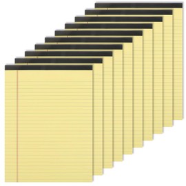 10 Pack Yellow Legal Pads 8.5 x 11 inch – Wide Ruled Lined Writing Pads, Perforated Paper with Sturdy Cardboard Backing, 30 Sheets per Pad for Office & Home Premium 70gsm Paper