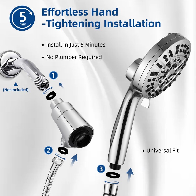 Sagetta Magnetic Handheld Shower Head with Filter, 10 Spray Modes,