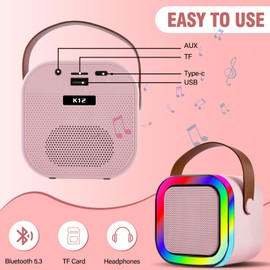 Karaoke Machine for Kids, Portable Mini Karaoke Microphone Speaker with 2 Mic & 1 Type-C Cable & Light, Gifts Toys for All Smartphones, Birthday, Family, Home Party