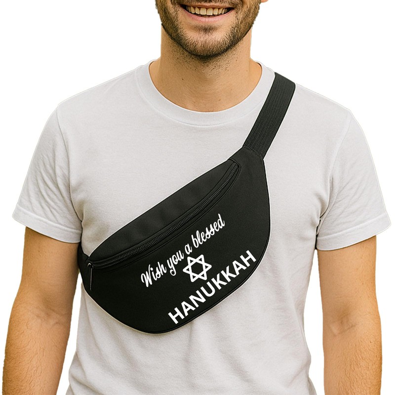 Huuraa Bauchtasche Wish Blessed Hanukka Schriftzug Geschenk 2,5 Liter Black