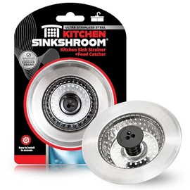 Kitchen SinkShroom Revolutionary Clog-Free Stainless Steel Sink Strainer, Black, 1-(Pack)