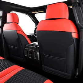 Coverado Car Seat Covers Fullset, Leather Car Seat Covers for Dodge RAM 1500 Compatible with 2010-2023 2500 3500 Dodge RAM Accessories Automotive Seat Covers Protector (Red)