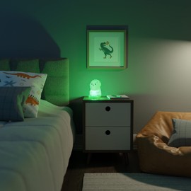 Globe Electric 13272 Terry Triceratops Multicolor Changing Integrated LED Rechargeable Silicone Night Light Lamp, White