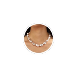 Pearl Choker Necklaces for Women Baroque Pearl Necklace for Women Statement Pearl Necklace for Women Irregular Big Pearl Necklace Pearl Jewelry for Women (Style 2)