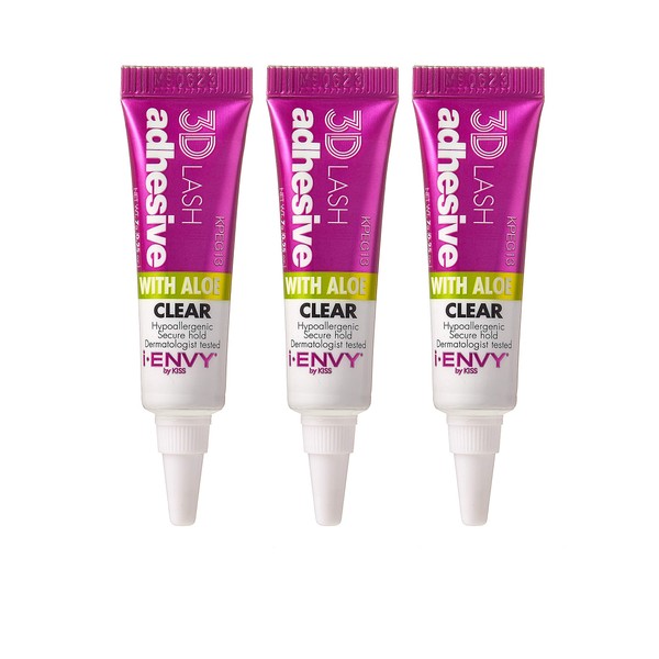 i-Envy by Kiss Aloe Infused 3D Strip Lash Glue (3 PACK, Aloe Infused- Clear)
