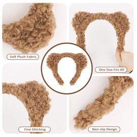 CAVETEE Bears Ears Spa Headband，Bear Ear Pooh Bear Headband Cute Party Headwear Face Wash Hair Accessories for Adult Party Decoration