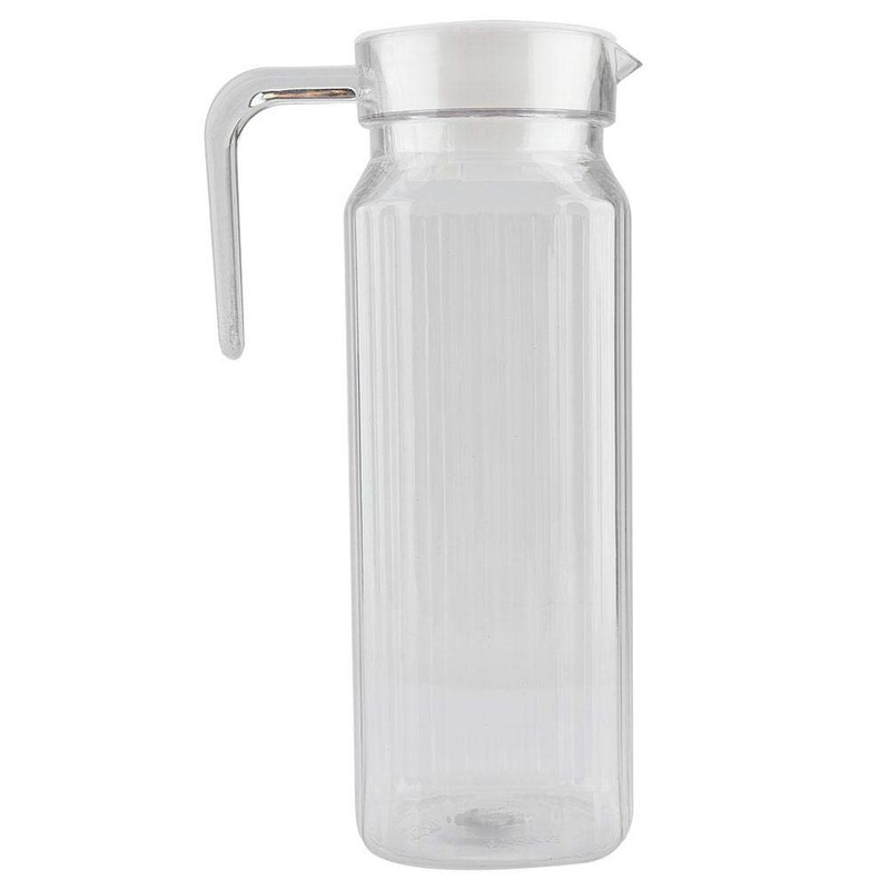 Acrylic Jug Carafe with Lid and Handle Ribbed Striped Juice