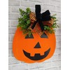 Fall Door Wreath, Decorative Wood Pumpkin, Hanging Front Door Decor