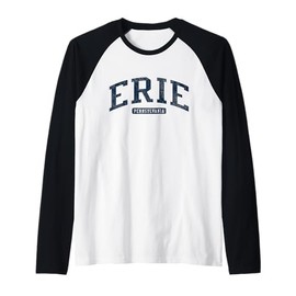 Erie Pennsylvania PA College University Style Blue Raglan Baseball Tee