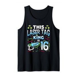 Mens Laser Tag King Is 16 Funny Boy Lazer Tag Indoor Lasertag Tank Top