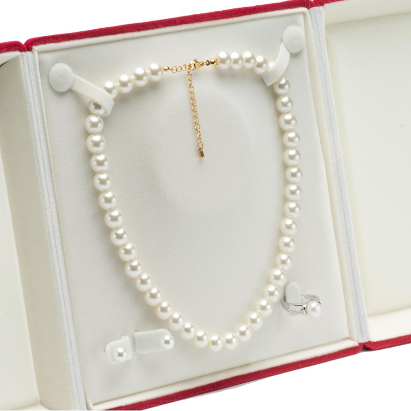COWFEX Velvet Big Pearl Necklace and Ring Earring Pendant Gift