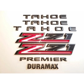 GM Auto 7PCS Matte Black Tahoe Premier Duramax Red Black Z71 Emblems For 2021+ Tahoe