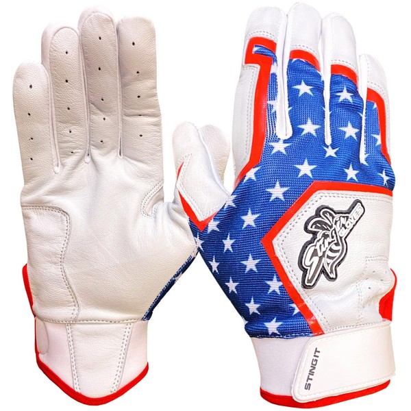 Stinger Sports Sting Squad Batting Gloves, 'Merica USA, Adult XL