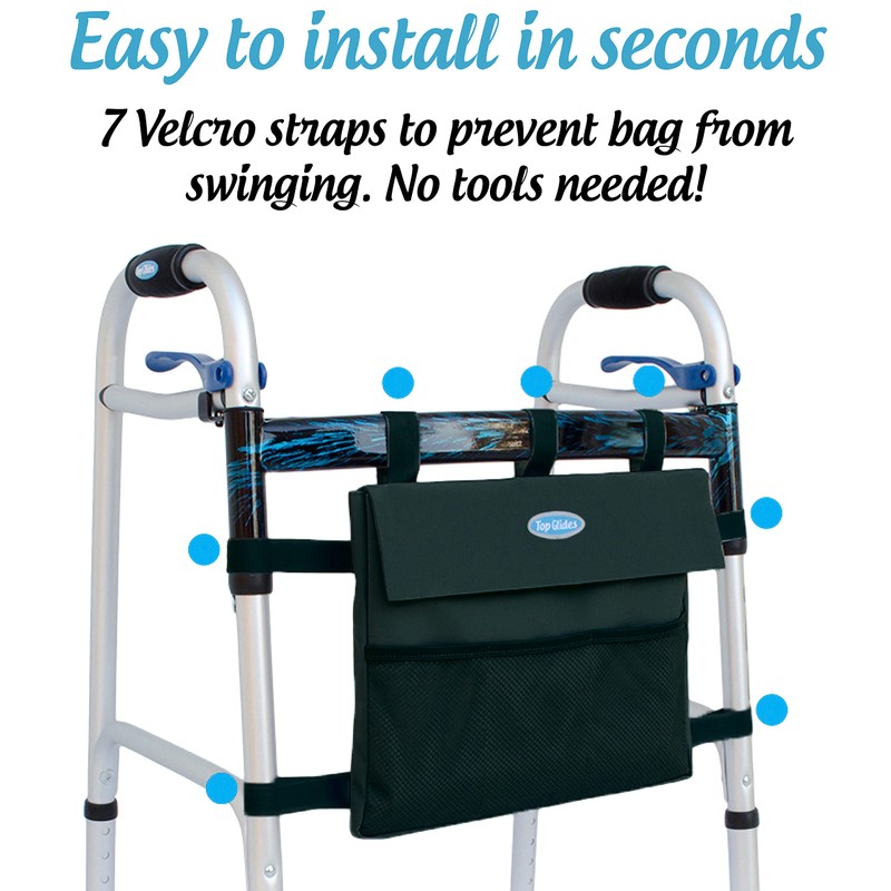 Top Glides Universal 6-Pocket Walker Bag/Tote/Pouch - Black