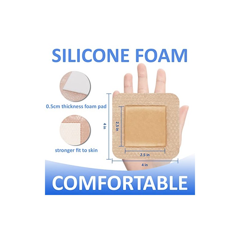Med Apósito Espuma Silicona Pulgadas Almohadilla Adhesiva Impermeable Cuidado Heridas