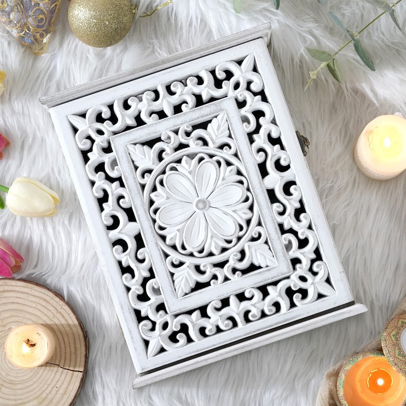 AHUONEL Wooden Key Holder for Wall, Key Box Key Cabinet,