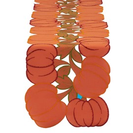 DII Fall Table Decorations Indoor Décor, Thanksgiving, Table Runner, 14x60, Embroidered Cut Work Pumpkins