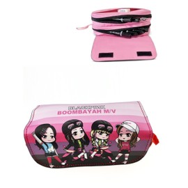 Marker Pen Organizer Big Storage Pen Pouch Bag Black and Pink for Office Supplies，Girls' Double Zipper Pencil case, Primary and Secondary School Stationery Box Storage Bag