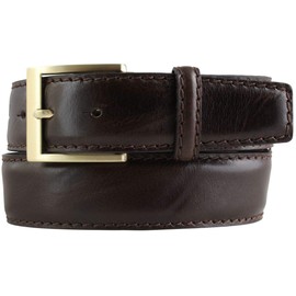 BELTINGER Full Cowhide Leather Belt with Golden Buckle and Seam 4 cm Leather Belt 40 mm Gold Crowned Jeans Belt, Brown, Gold