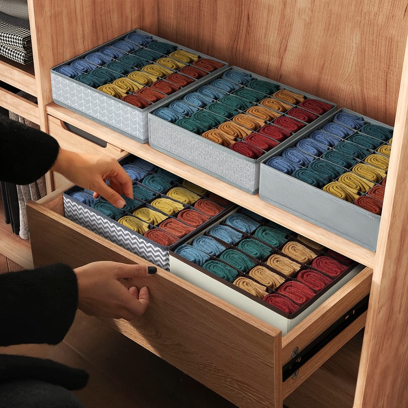 DIMJ Pack of 2 Storage Boxes for Socks, 24 Cell